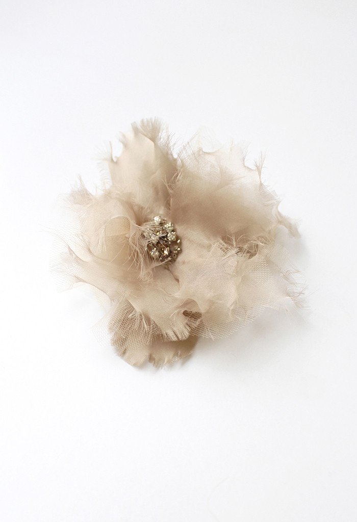 Style: IRIS Silk Organza Layer Flower with Crystal Topping - Peony Rice